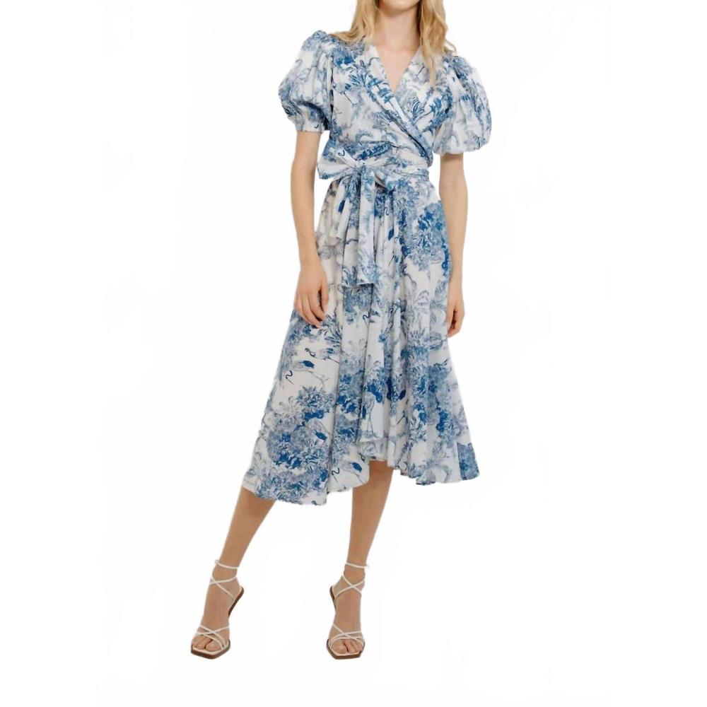NEW GUADALUPE DESIGN monica wrap dress in blue - Picture 1 of 2